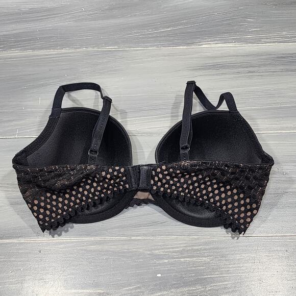 B.Tempt'd Underwire Bra Tied In Dots T-Shirt‎ Bra 953228 Black 32D - Picture 3 of 7